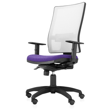 Scaun ergonomic de birou TRAFFIC CHAIRS RONDO ECO, sezut textil MOV, spatar reglabil pe inaltime, mesh ALB, brate reglabile, mecanism multiblock, suport lombar reglabil Scaun ergonomic de birou TRAFFIC CHAIRS RONDO ECO, sezut textil MOV, spatar reglabil pe inaltime, mesh ALB, brate reglabile, mecanism multiblock, suport lombar reglabil