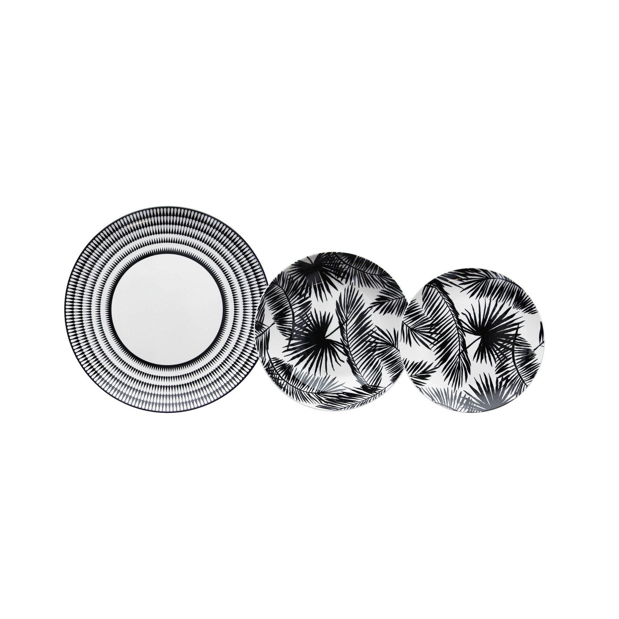 Set vesela 18 piese, Oasis, portelan, alb/negru