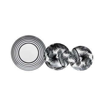 Set vesela 18 piese, Oasis, portelan, alb/negru Set vesela 18 piese, Oasis, portelan, alb/negru
