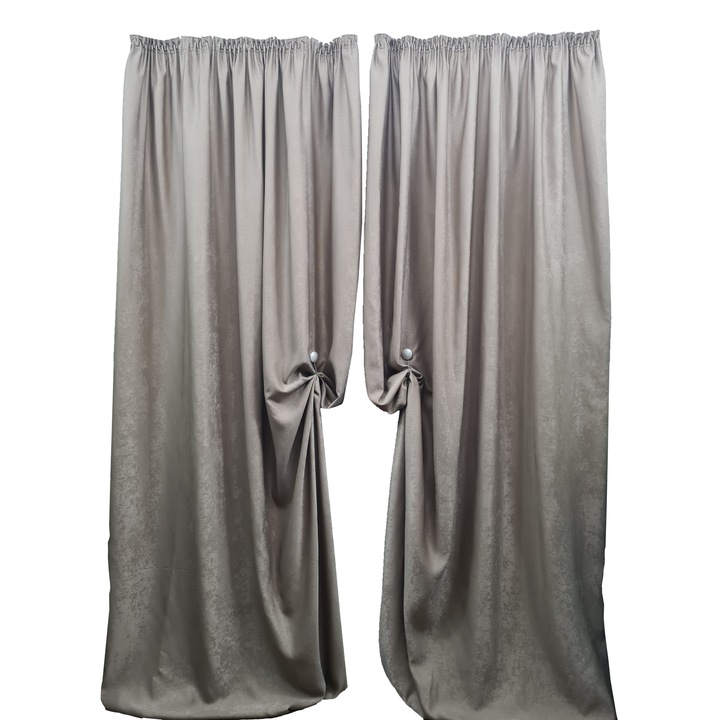 Комплект 2 пердета MASTEL 140x260cmx2 цвят пясъчно бежово изчистено кадифе десен