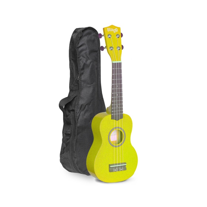 Chitara ukulele cu husa Stagg, Verde