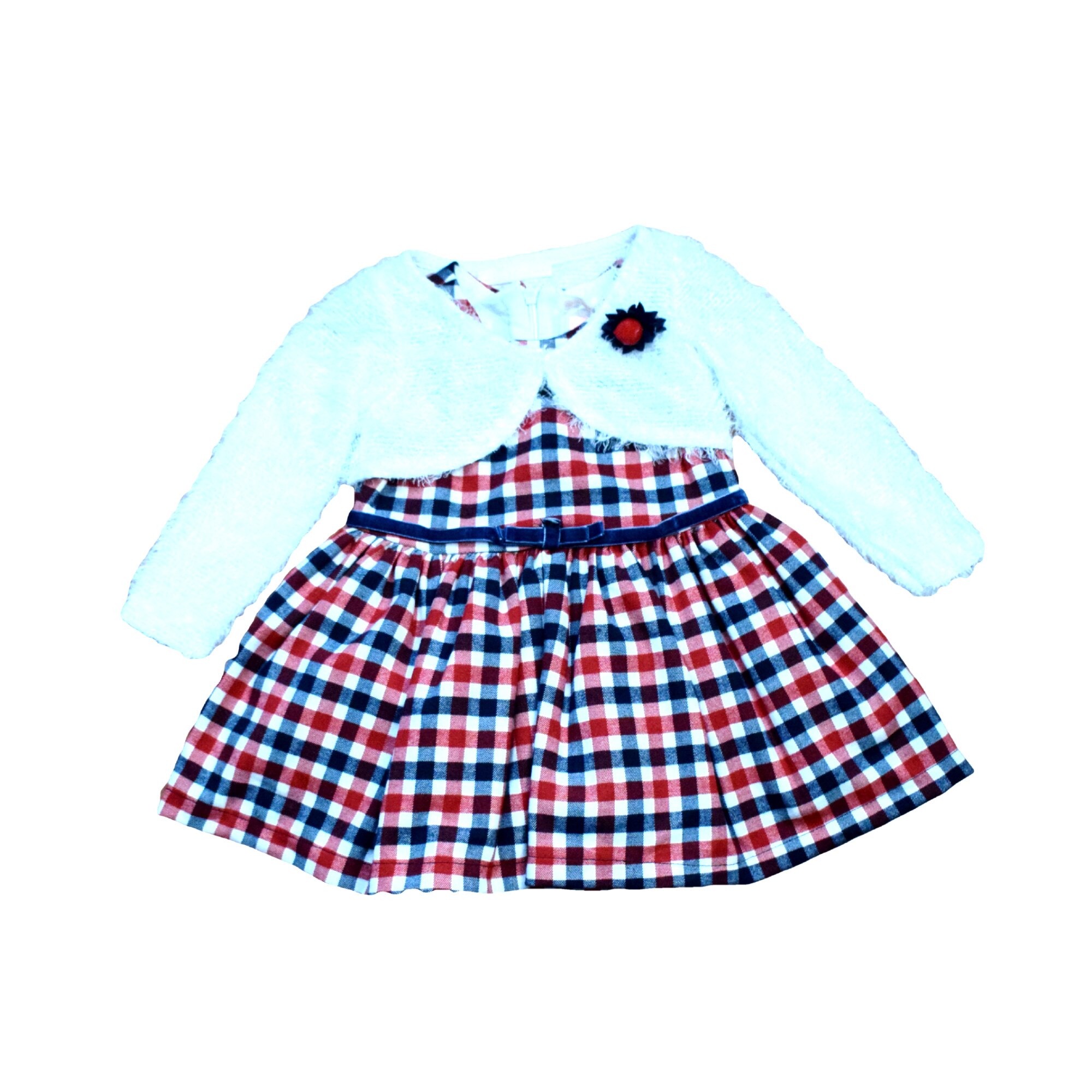 Rochie, BabyRose, cu carouri, rosu/bleumarin/alb