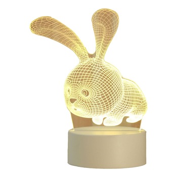 Lampa De Veghe 3D LED model Iepuras, din acril, cu alimentare USB Lampa De Veghe 3D LED model Iepuras, din acril, cu alimentare USB