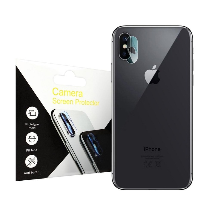 iPhone X / XS kompatibilis üvegfólia, edzett, lencsevédő, kamera védő