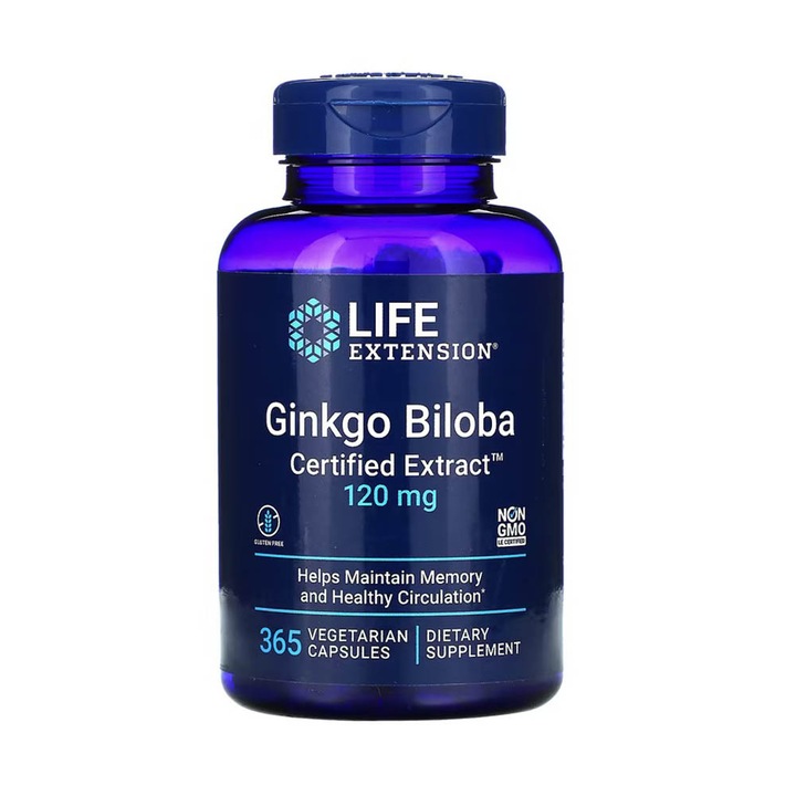 Ginkgo Biloba, Certified Extract, 120 mg, Life Extension, 365 capsule