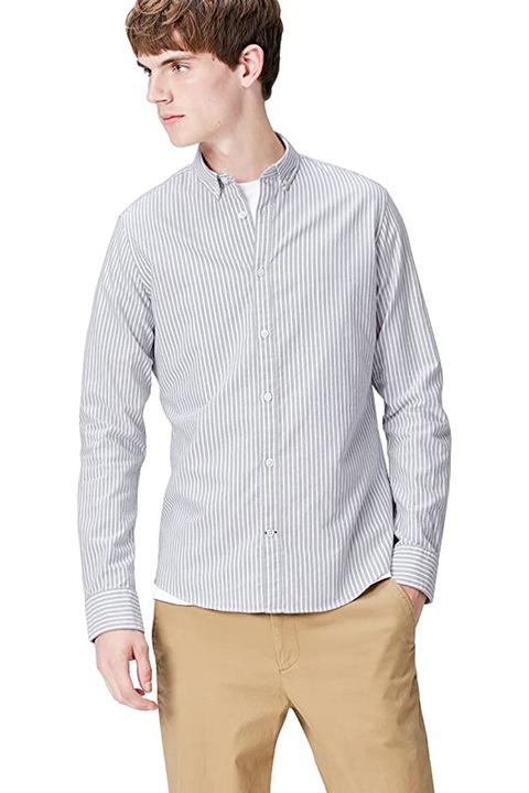 Camasa barbati, Find, Bumbac, Alb/Gri, L