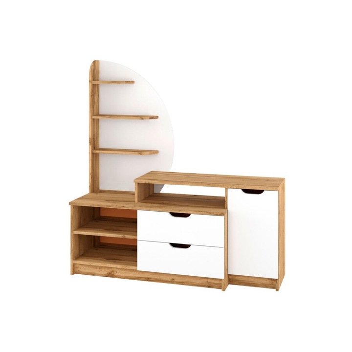 Comoda tv Sharaton,Stejar Tahoe/Alb,1200x570(1265)x420