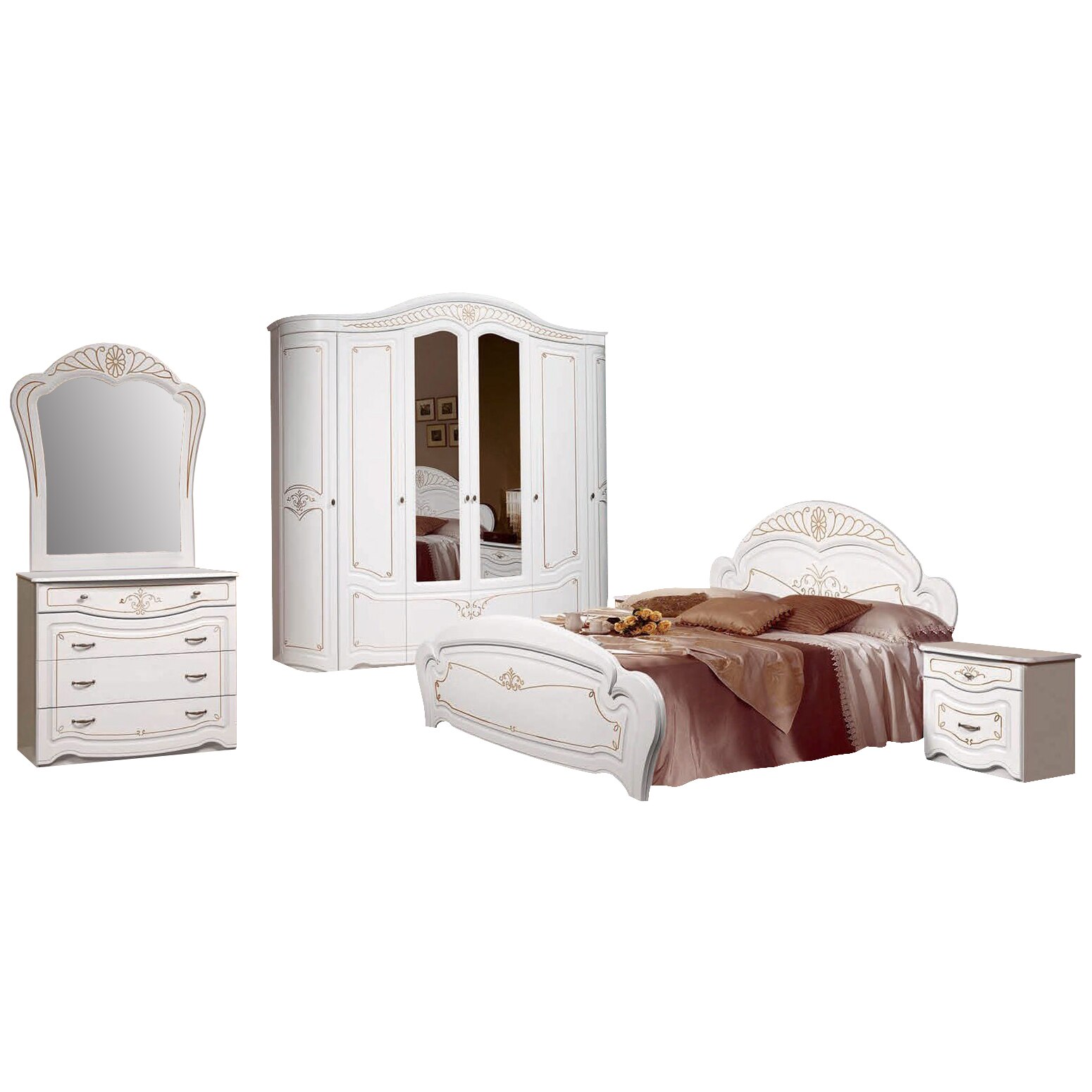 Set Dormitor Luiza 6 usi, 238x60x236cm, Alb