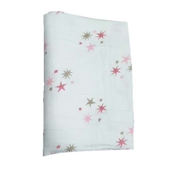 Paturica bebe pentru fete, model stelute roz