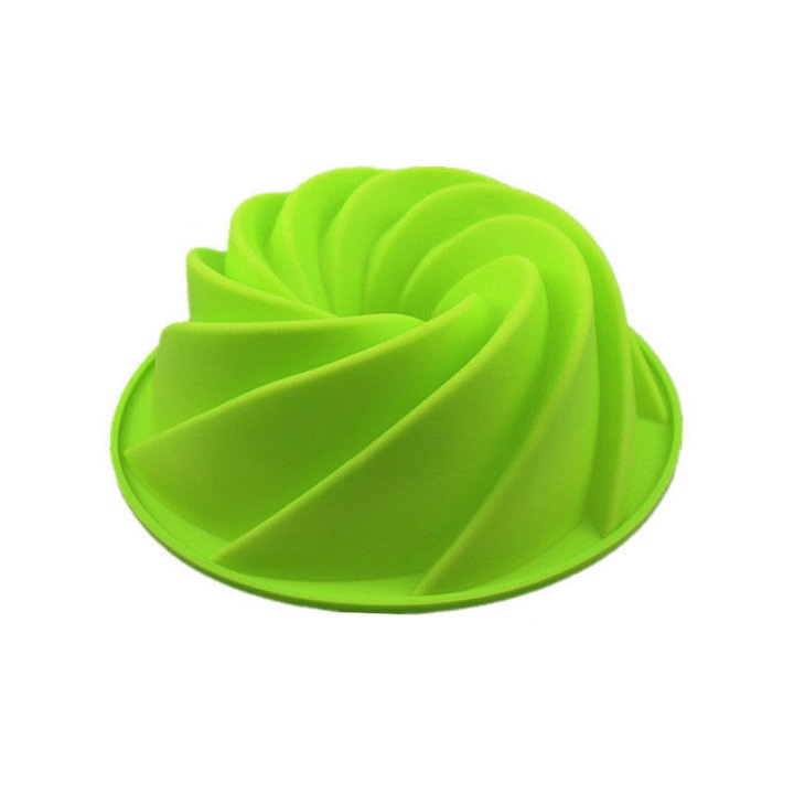 Силиконова форма за кекс спирала, 19 см диаметър, зелен