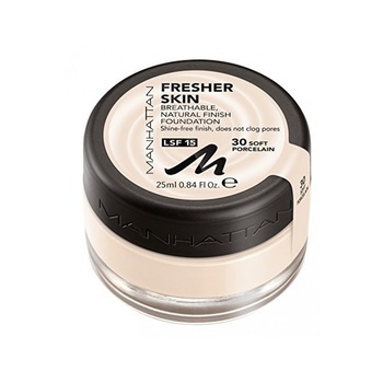 Fond de ten Manhattan Fresher Skin Foundation Make Up, 30 Soft Porcelain, 25ml. Fond de ten Manhattan Fresher Skin Foundation Make Up, 30 Soft Porcelain, 25ml.