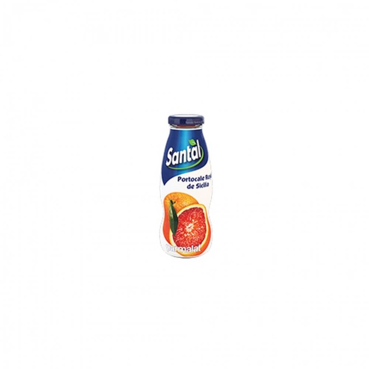 Стек натурален сок Santal, Червен портокал, 25% плодово съдържание, 200 мл, 12 броя