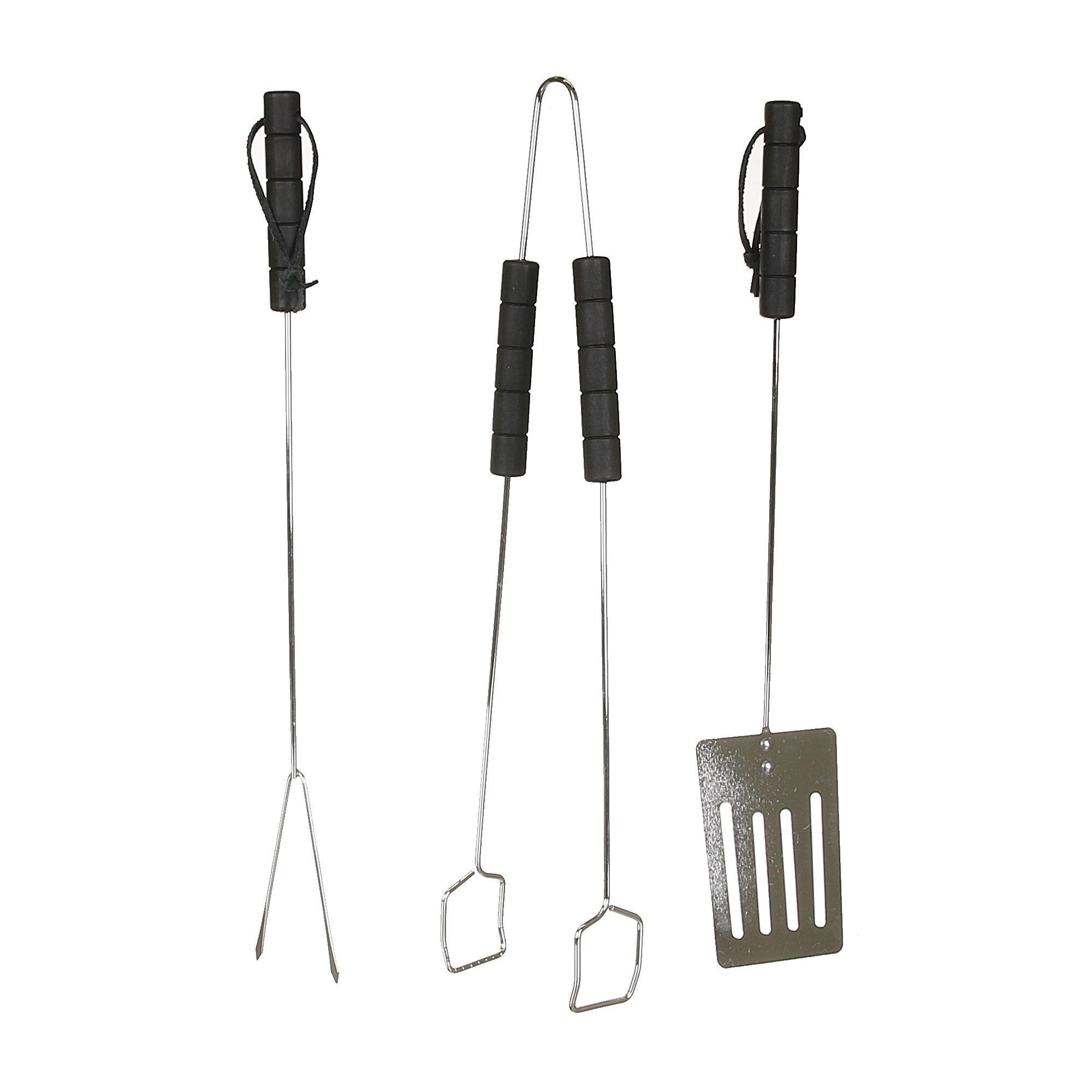 Set accesorii de gratar,spatula,cleste,furculita,din otel cromat,dimensiune 38cm