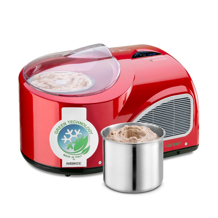 Masina de preparat inghetata Nemox, Gelato NXT1 i-Green, ciclu de productie 15-20 min, complet automat, bol detasabil 1.5 l, preparare rapida, usor de folosit, accesorii incluse, rosu