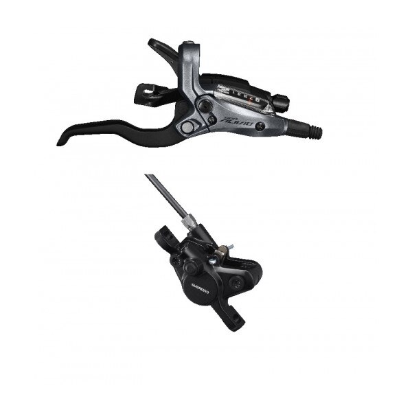 Frana pe disc set asamblat, Shimano Alivio St-M4050(R) Br-Mt400(R), fara adaptor, placute resin, culoare negru