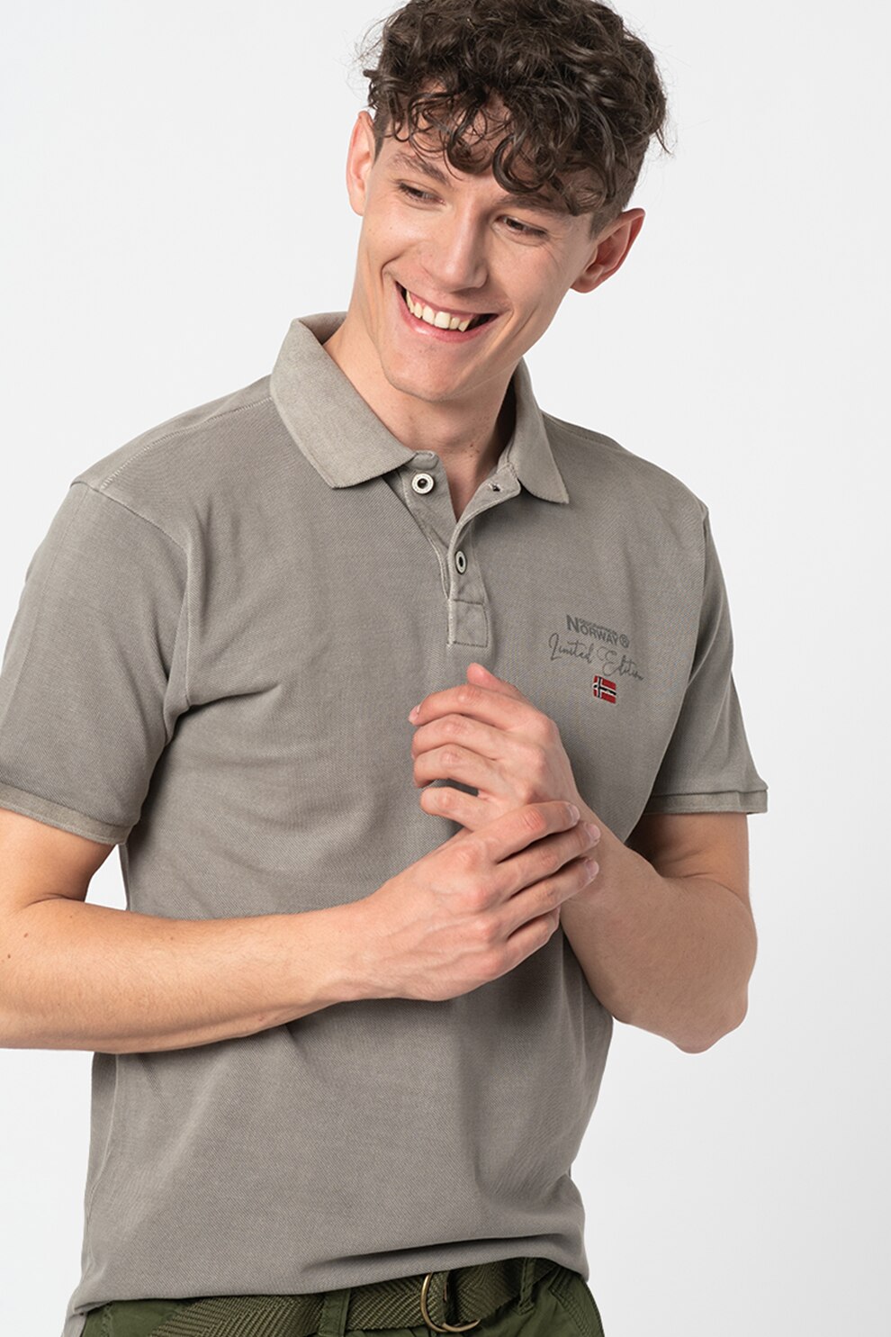 Geographical Norway, Tricou polo de bumbac cu logo Kupiter, Bej, M