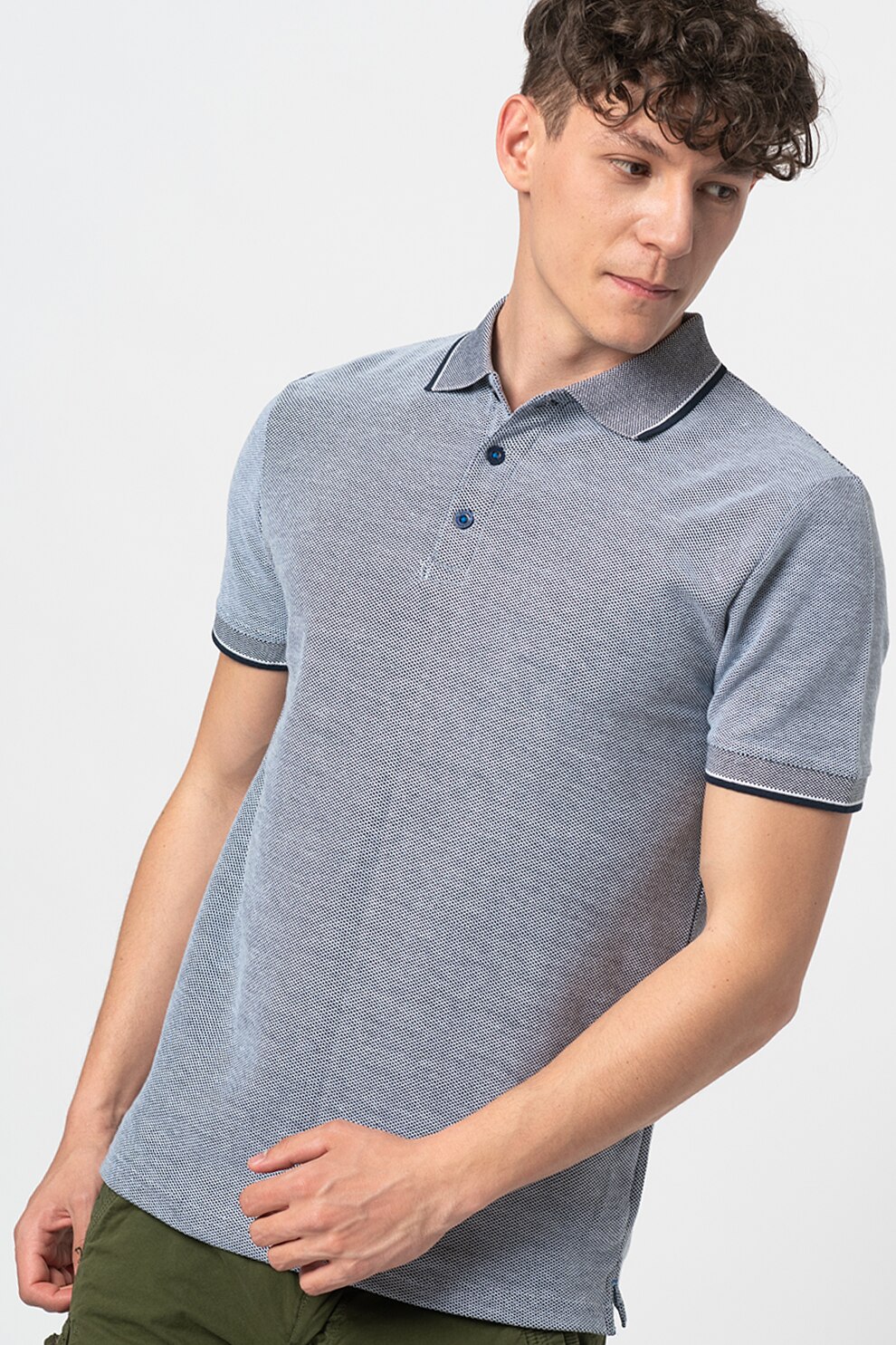 Geographical Norway, Tricou polo texturat Khermes, Bleumarin