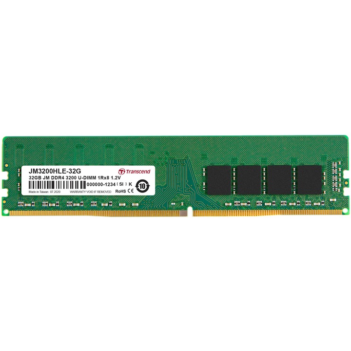 Transcend 32GB JM DDR4 3200Mhz U-DIMM 2Rx8 2Gx8 CL22 1.2V memória