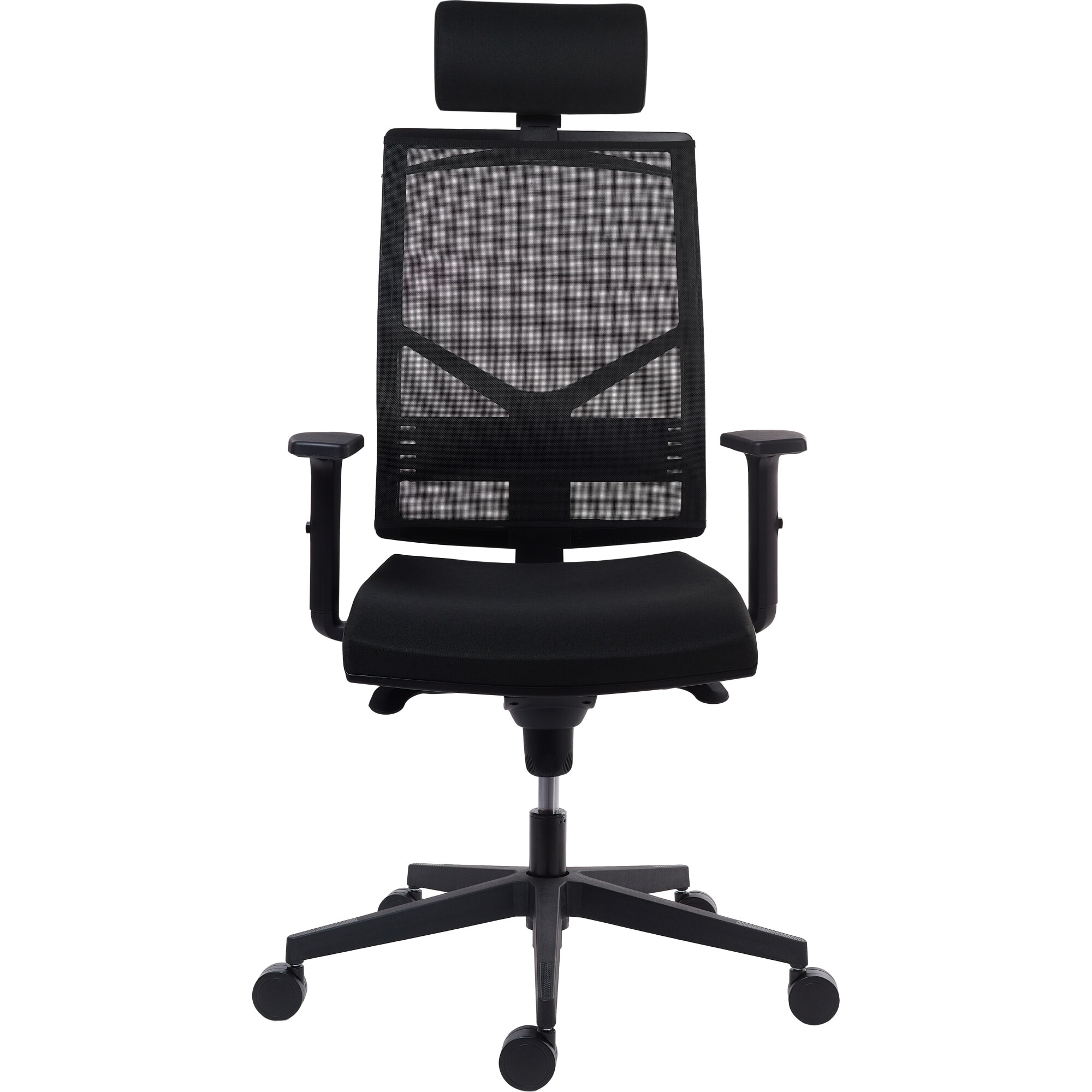 Scaun de birou ANTARES Mag 1850 PDH, cu tetiera si suport umeras, brate reglabile pe inaltime, suport lombar reglabil, mesh E14 negru