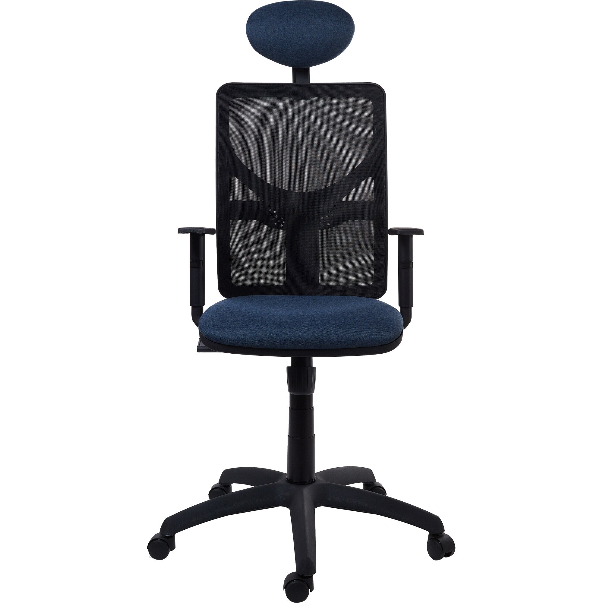 Scaun de birou ANTARES Mag Pro PDH, cu tetiera, brate reglabile pe inaltime, suport lombar reglabil, mesh negru/textil E80 albastru