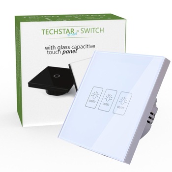 Intrerupator Touch Techstar® TG02, Sticla Securizata, Design Modern, Iluminare LED, 3 Faze, Alb Intrerupator Touch Techstar® TG02, Sticla Securizata, Design Modern, Iluminare LED, 3 Faze, Alb