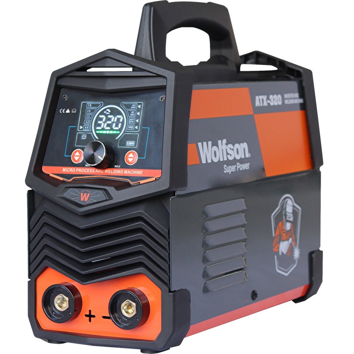 Aparat de sudura WOLFSON® ATX-320, MMA 140A, 2 in 1, MMA + LIFT TIG afisaj electronic LCD, Invertor tehnologie inalta, functie anti-stick
