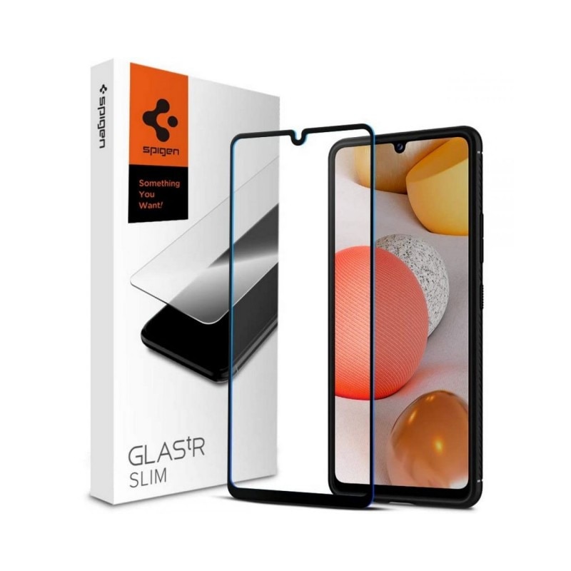 Folie Premium Tempered Glass Spigen Glass Tr Slim Samsung Galaxy A42 5g, Transparenta Cu Margini Negre