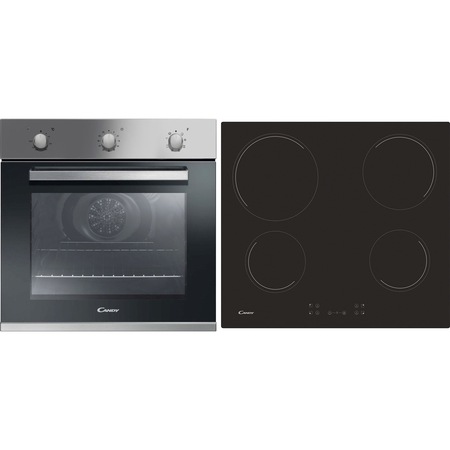 Pachet Cuptor incorporabil Candy FCP602X, Electric, 65 l, Clasa A+, Grill + Plita incorporabila, Vitroceramica, Control touch, 60 cm, Negru
