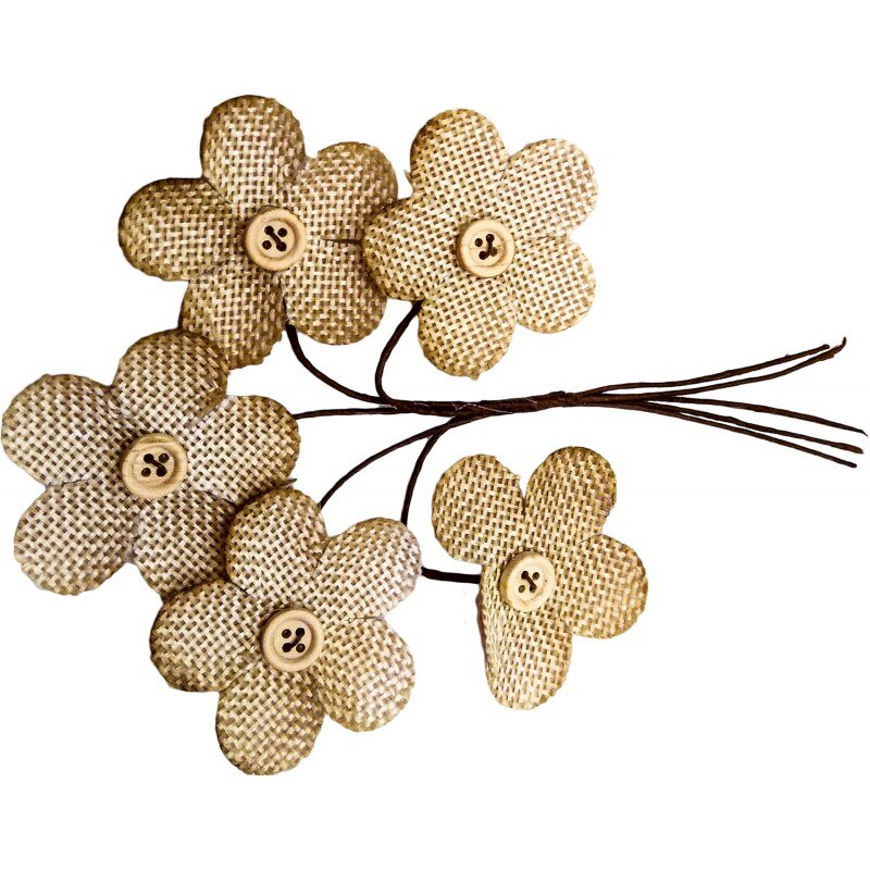 Set flori din textil, culoare nude, 10 buc