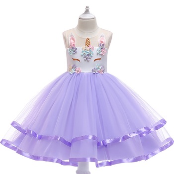 Rochie pentru fete, Model Unicorn, Tip tutu, Bumbac/ Poliester, Mov Rochie pentru fete, Model Unicorn, Tip tutu, Bumbac/ Poliester, Mov