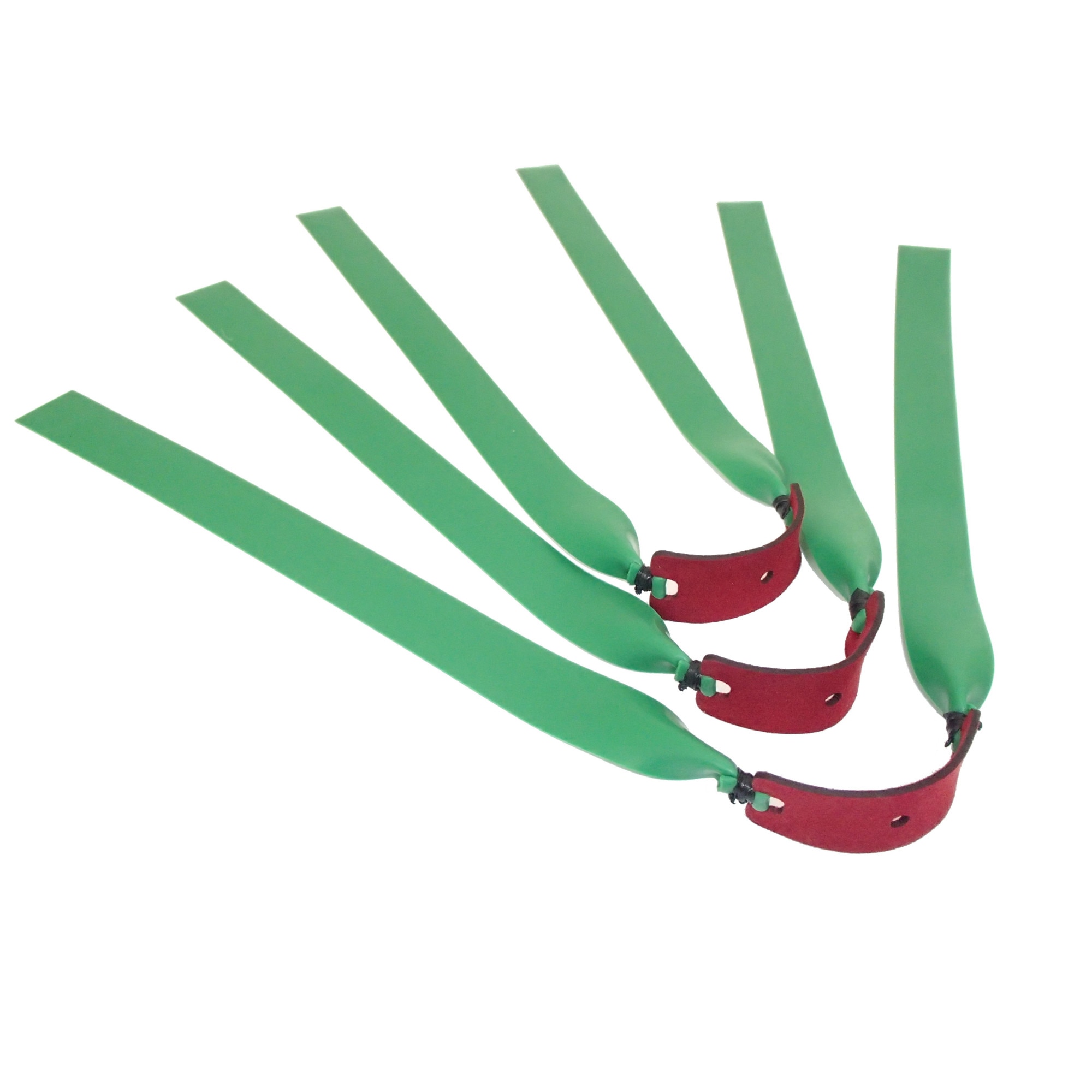 Set 3 perechi rezerve prastie, grosime latex 0.75mm, late de 2cm si lungi de 25cm, pentru prastiile cu sistem de schimbare rapida a benzilor, cu falci metalice sau de plastic, stranse cu surub