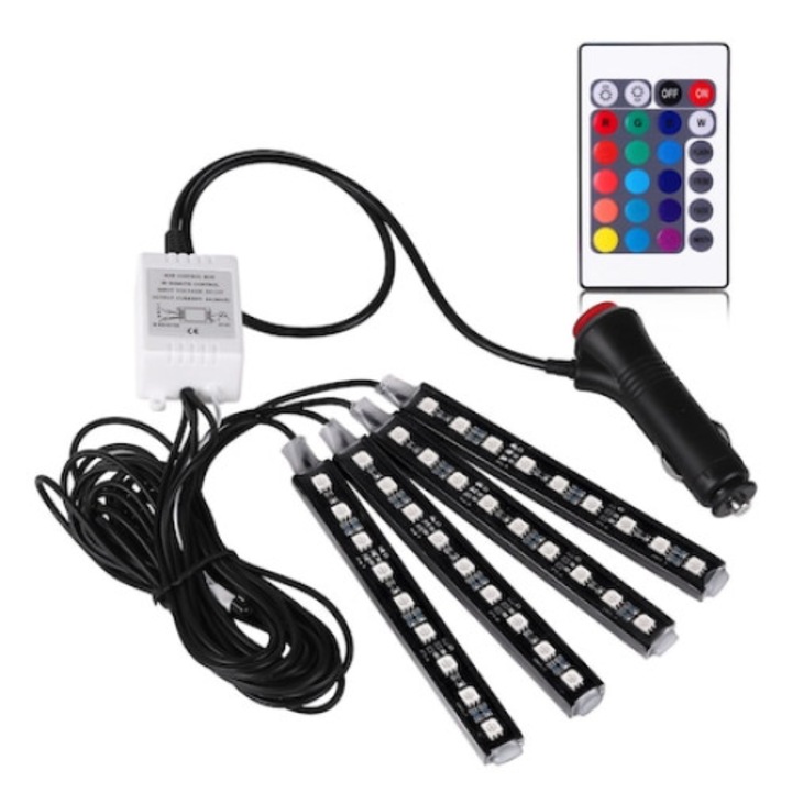 Lumini Ambientale auto RGB 18 LED, Reflection Vision, Telecomanda, Cablaj inclus