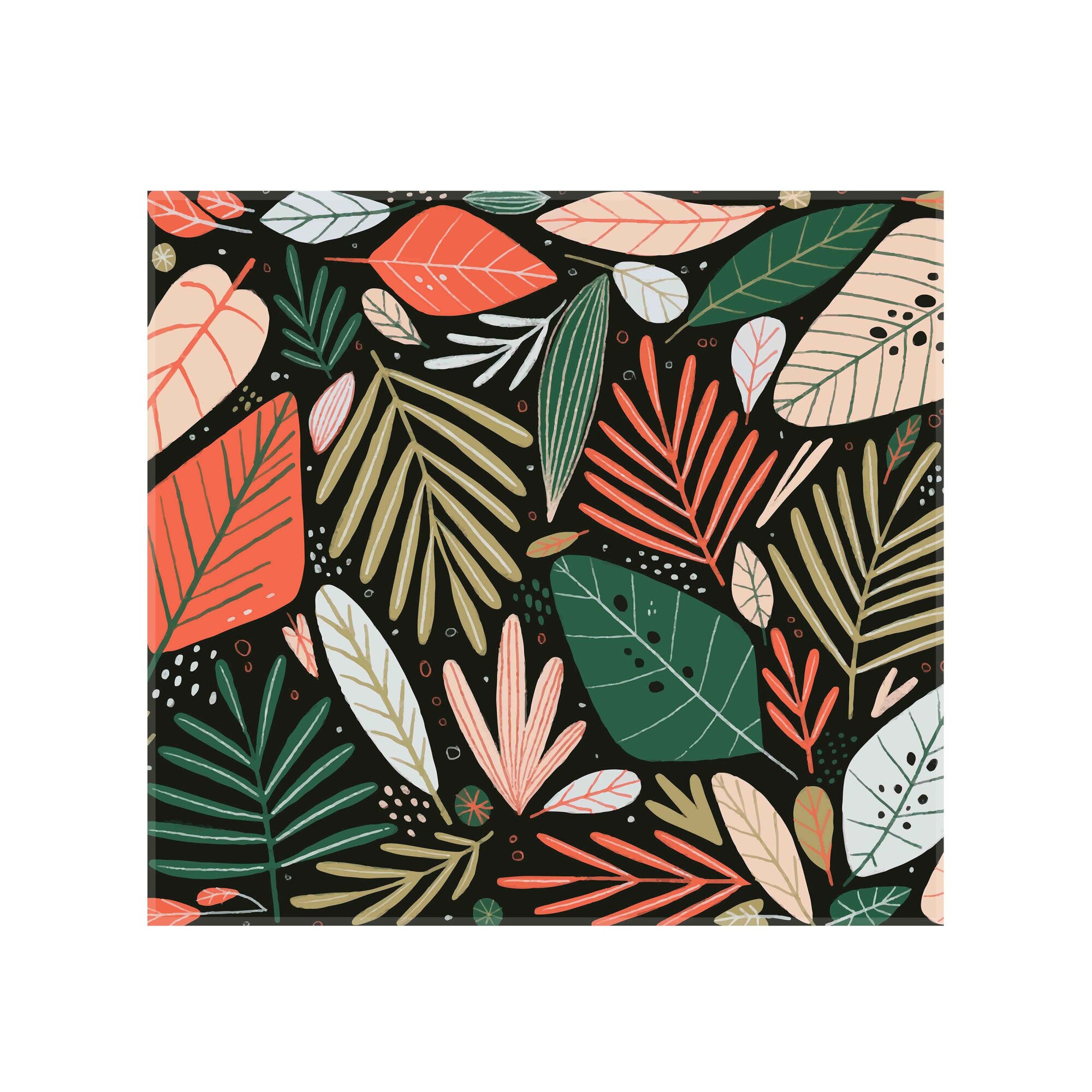 Sticla bucatarie securizata Saint Gobain Glass®, imprimata 65x60cm, protectie antistropire pentru aragaz, Ambra Deco, Frunze geometrice