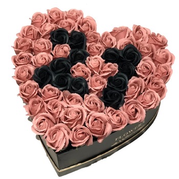 Aranjament floral, Trandafiri de sapun, Roz prafuit si Negru Aranjament floral, Trandafiri de sapun, Roz prafuit si Negru