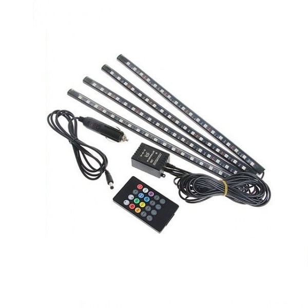 Kit Iluminare Ambientala 32 CM LED Interior Masina, Multicolor RGB cu Telecomanda