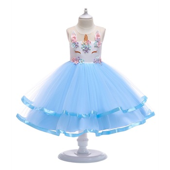 Rochie pentru fete, Model Unicorn, Tip tutu, Bumbac/ Poliester, Albastru Rochie pentru fete, Model Unicorn, Tip tutu, Bumbac/ Poliester, Albastru