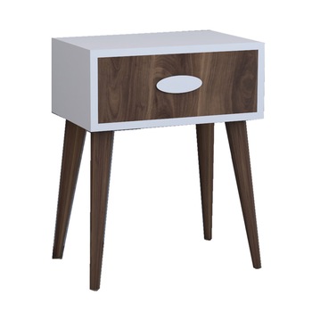 Noptiera moderna cu sertar Sara Homs 45 x 30 x 57.5 cm, Nuc-alb Noptiera moderna cu sertar Sara Homs 45 x 30 x 57.5 cm, Nuc-alb