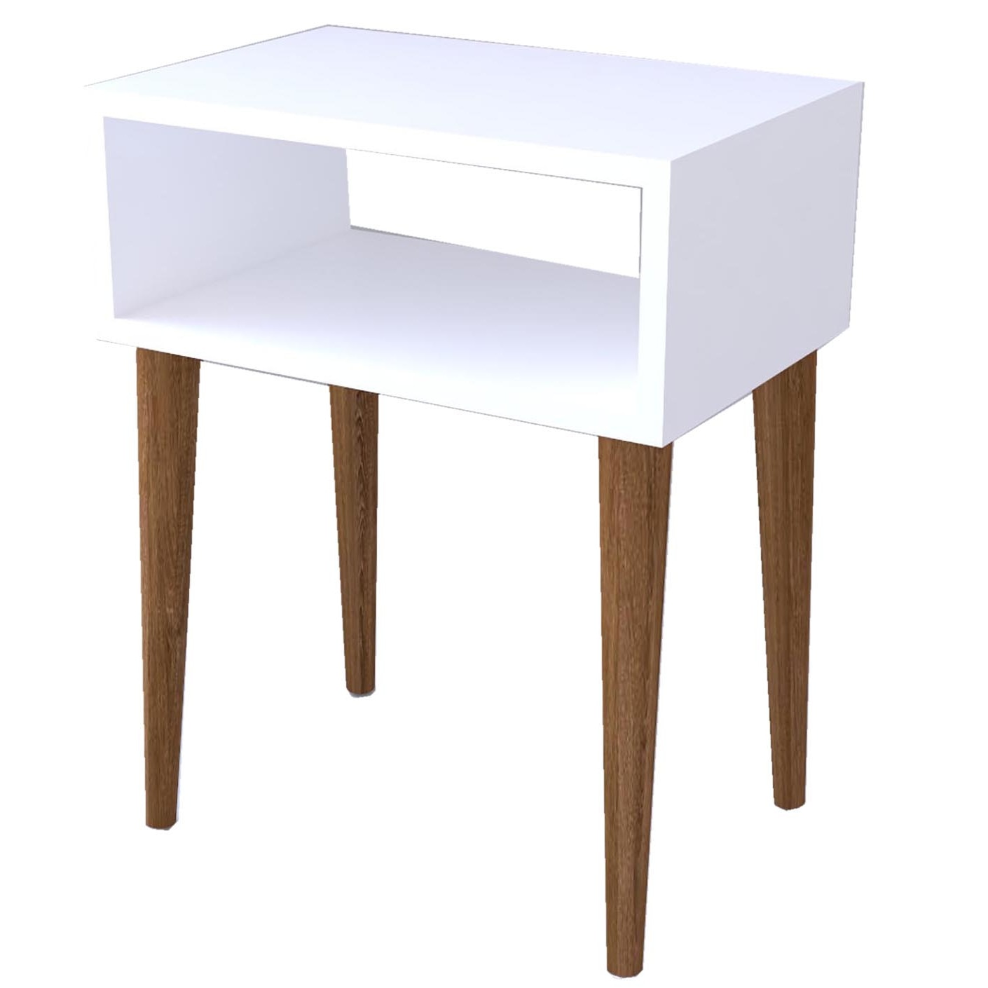 Noptiera moderna deschisa Milena Homs 45 x 30 x 60 cm, Alb-nuc