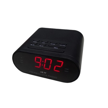 Radio cu Ceas, AM/FM, Ecran LED, Functie de Sleep/Snooze, Alarma, Alimetare pe Baterii si La Retea, Negru Radio cu Ceas, AM/FM, Ecran LED, Functie de Sleep/Snooze, Alarma, Alimetare pe Baterii si La Retea, Negru