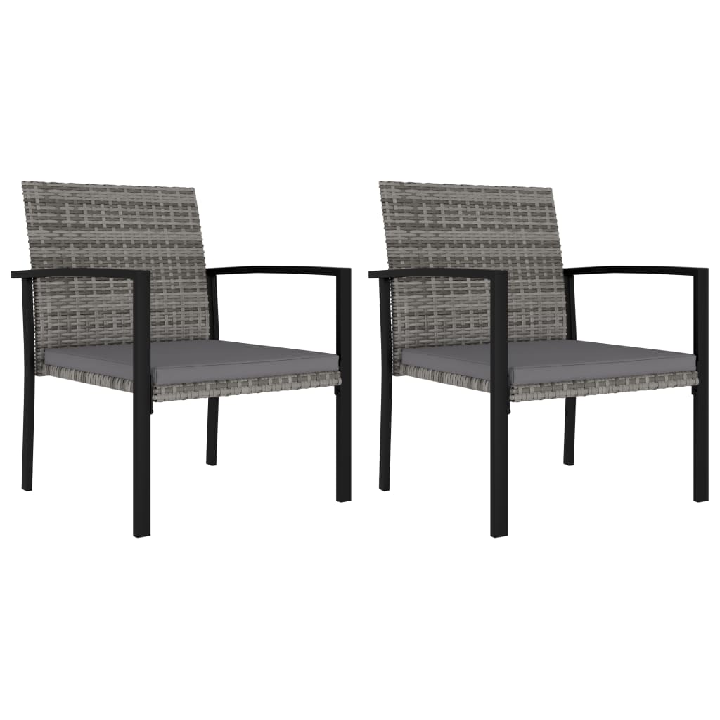 Set de 2 scaune de exterior, vidaXL, Poliratan/Otel, 58,5 x 53 x 83 cm, Gri
