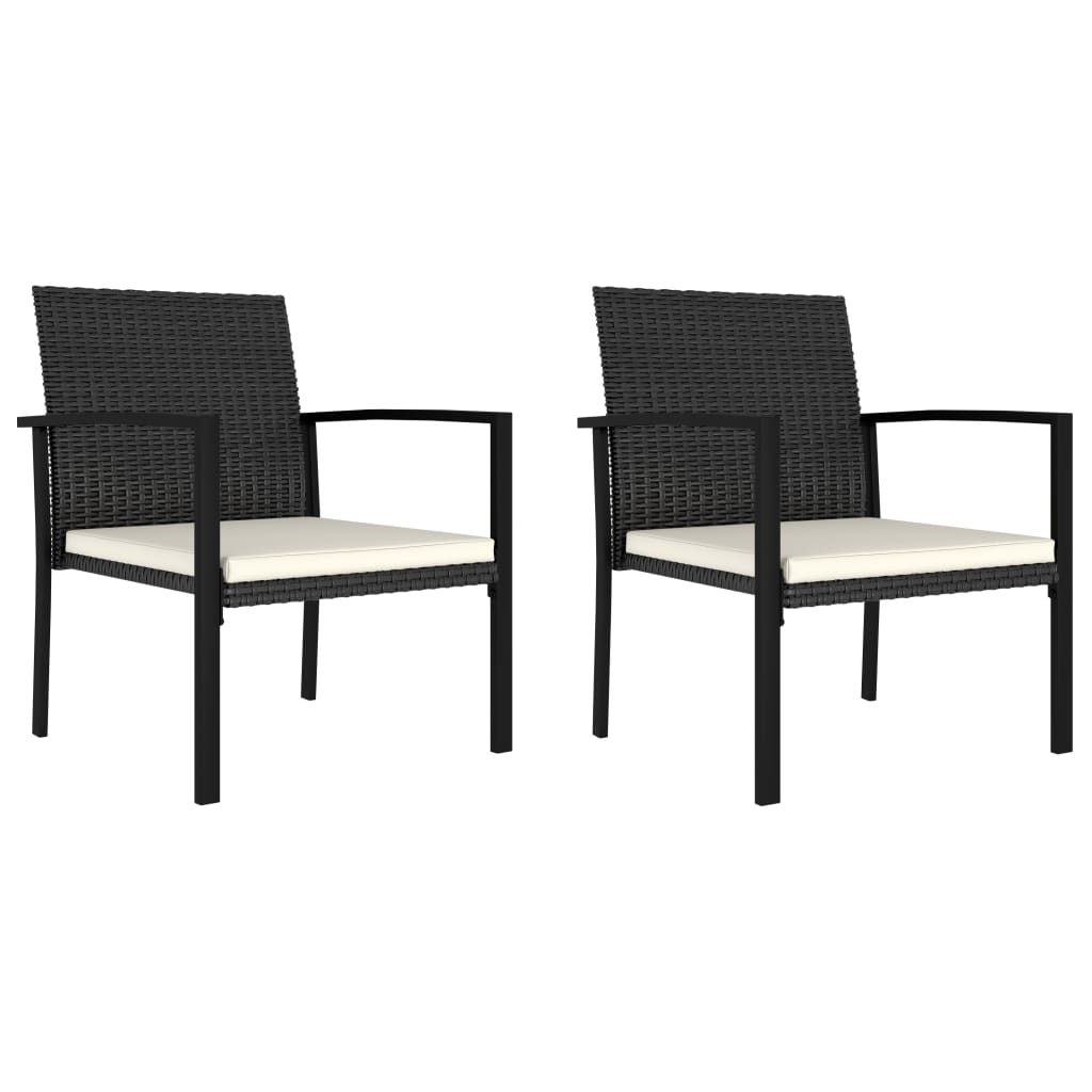 Set de 2 scaune de exterior, vidaXL, Poliratan/Otel, 58,5 x 53 x 83 cm, Negru
