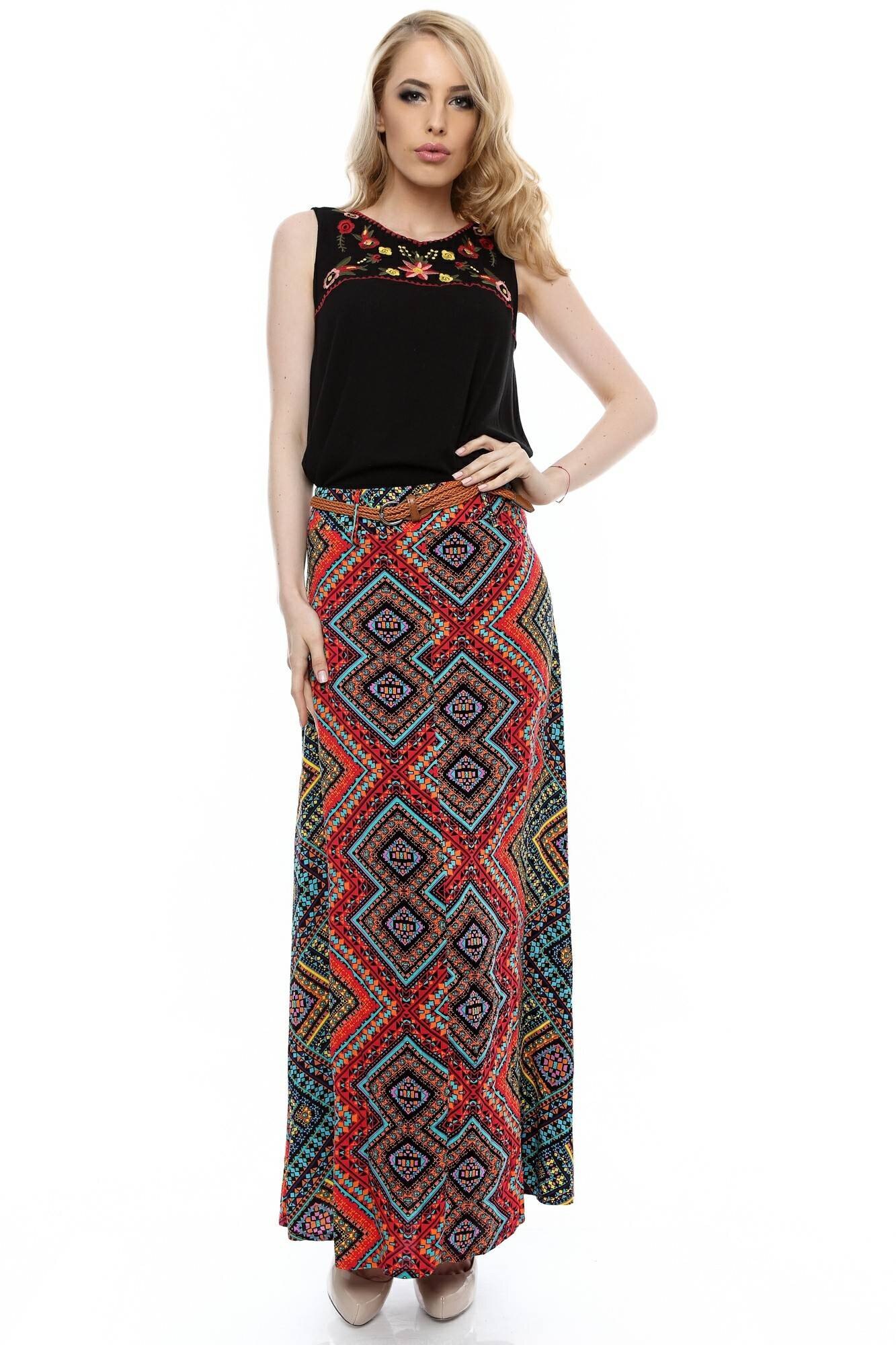 Bluza neagra de dama, ROH, cu broderie multicolora, L