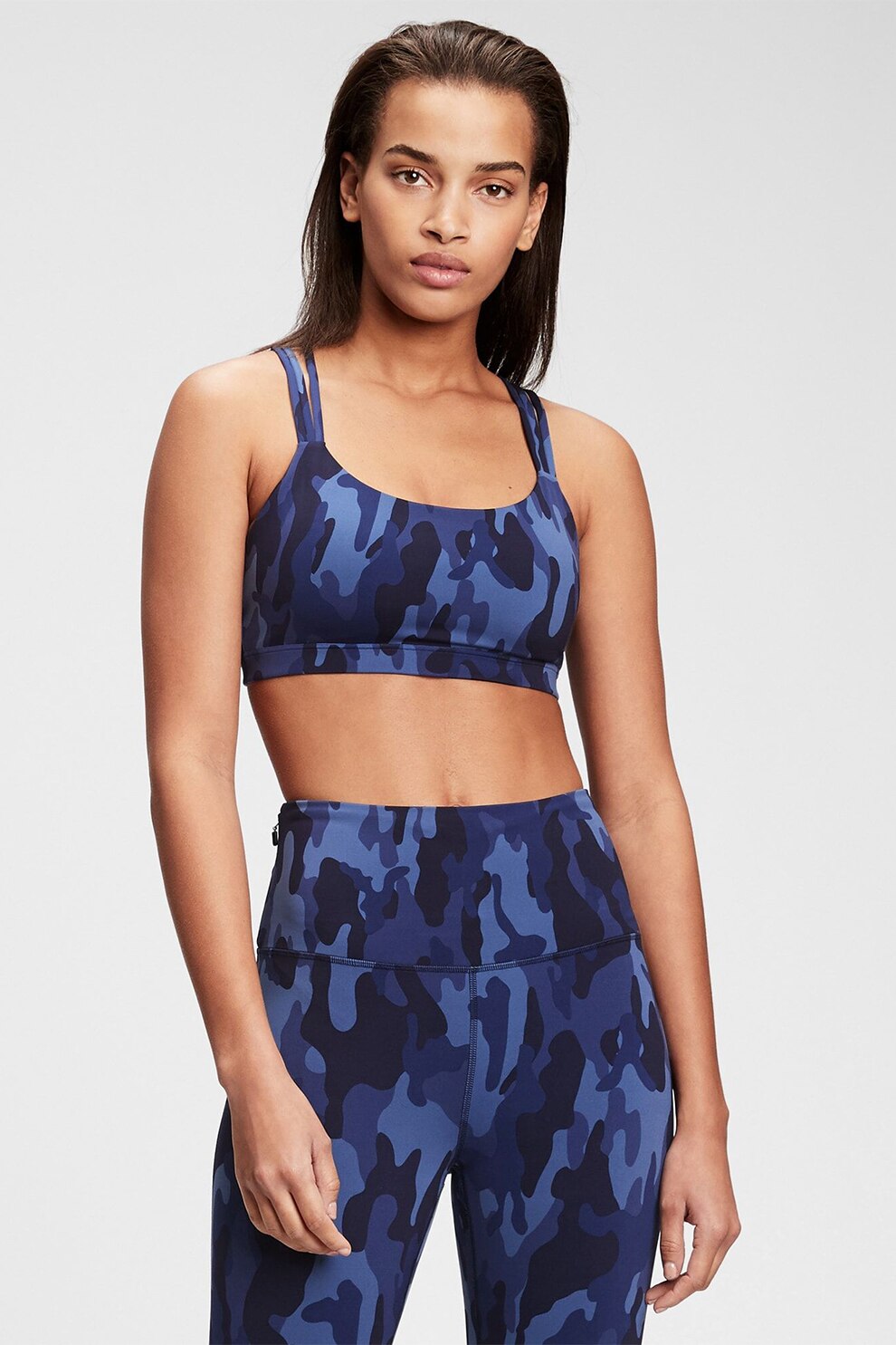 GAP, Bustiera cu bretele incrucisate pe spate, Albastru inchis/Negru/Bleumarin