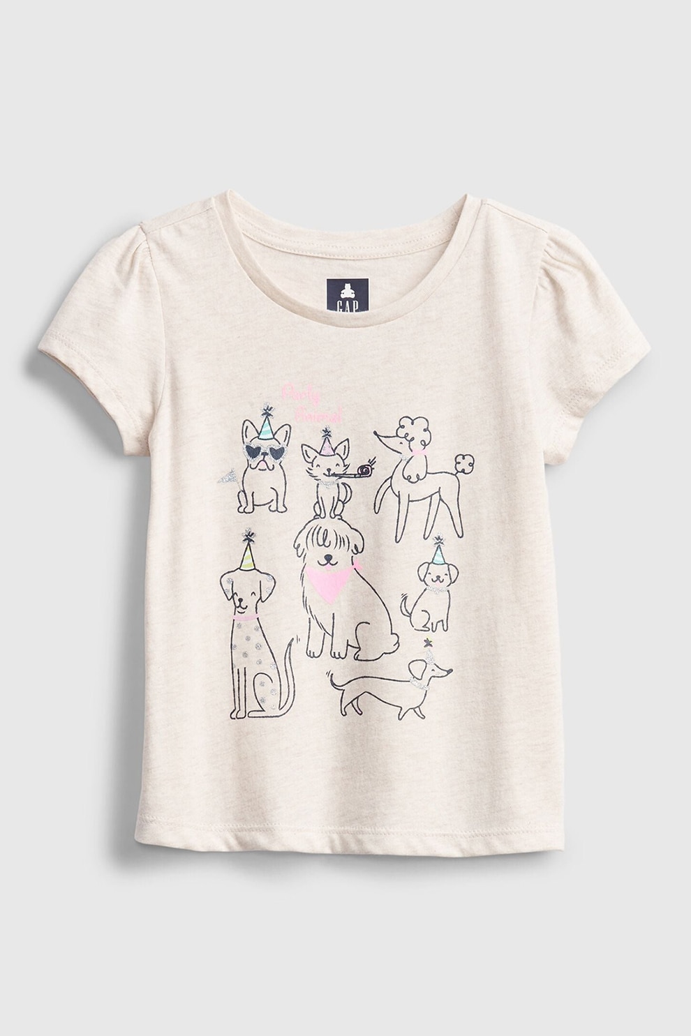 GAP, Tricou de bumbac cu imprimeu, Bej deschis/Negru