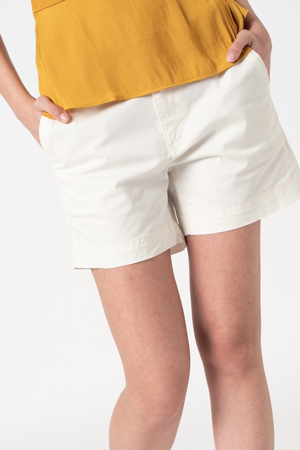 GAP, Pantaloni scurti chino cu talie medie, Alb prafuit