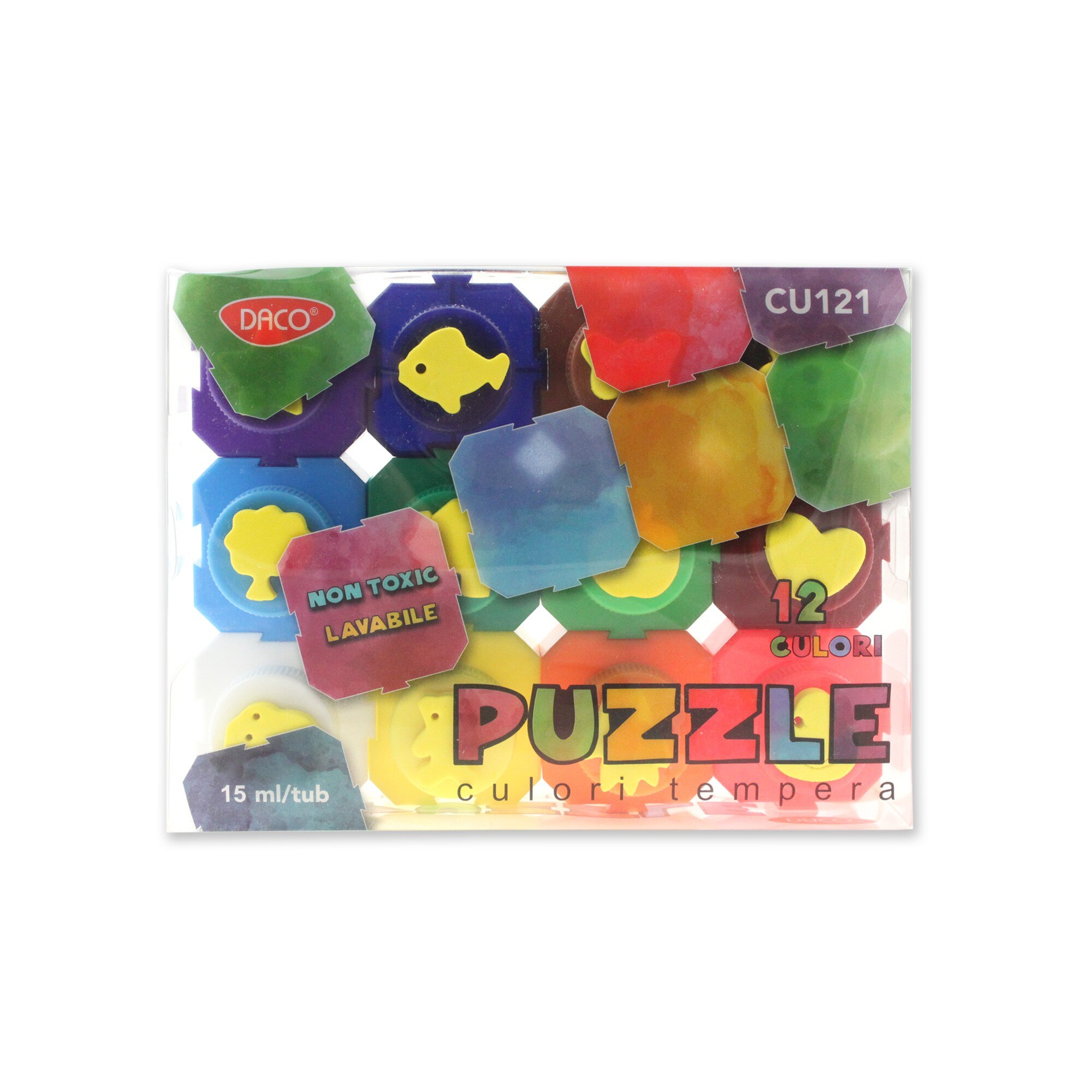 Vopsea tempera 12 culori Puzzle DACO