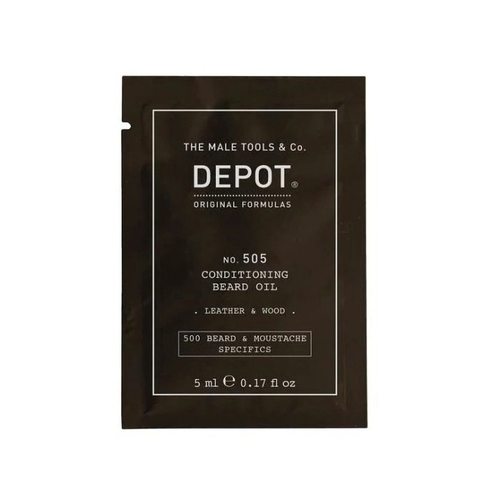Ulei pentru barba Depot 500 Beard & Mustache Specifics No.505 Conditioning Leather & Wood, 5ml