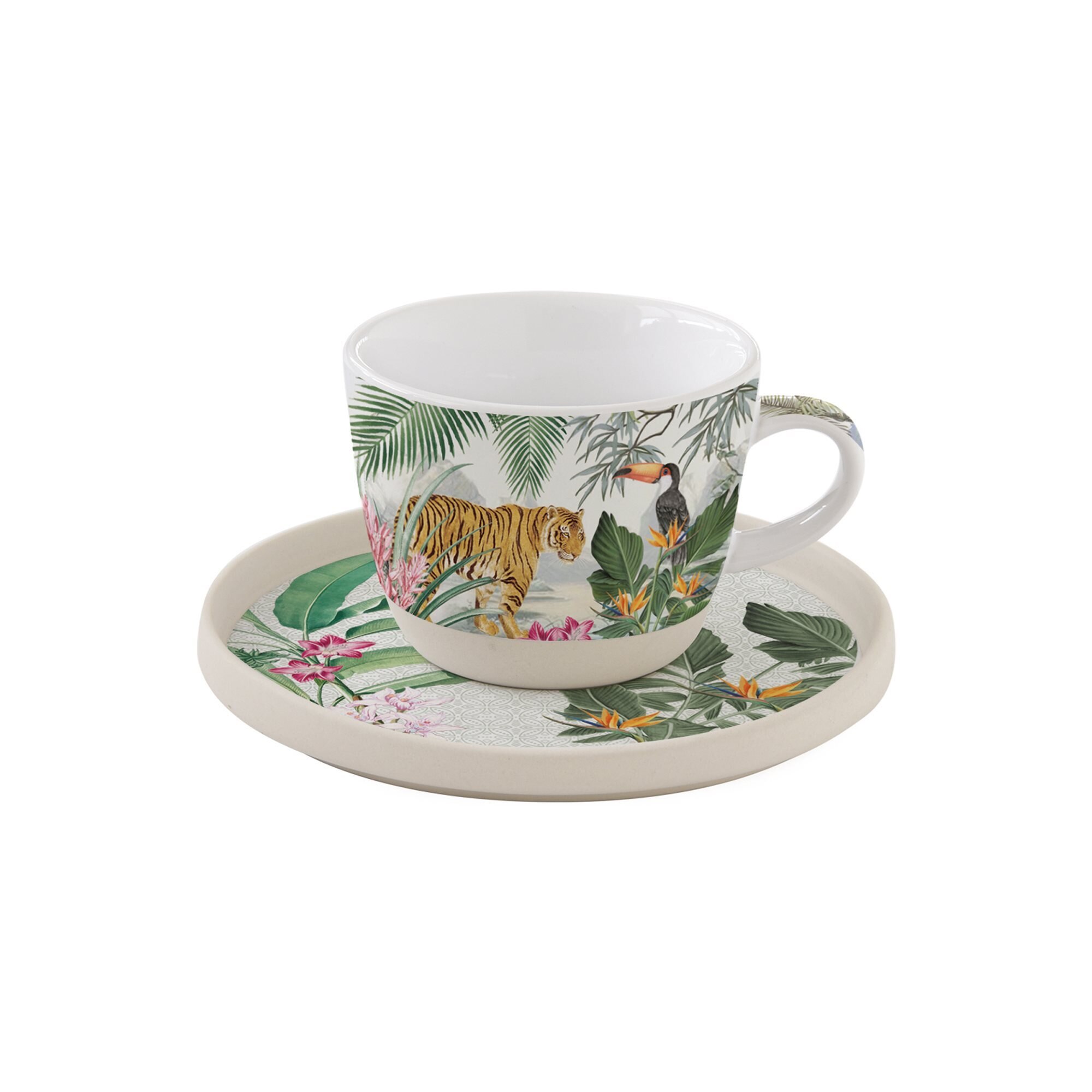 Ceasca si farfurioara, ceramica, 250 ml 