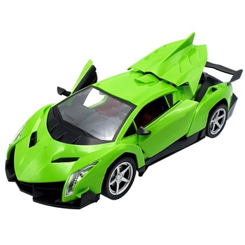 Masina Sport cu telecomanda, lumini, usi care se deschid, acumulator, scara 1:14, verde Masina Sport cu telecomanda, lumini, usi care se deschid, acumulator, scara 1:14, verde