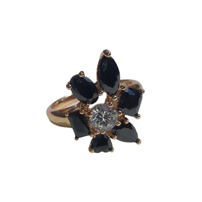 Inel Cocktail Black, dublu placat Aur 18k, diametru 17,3mm , marime 7US